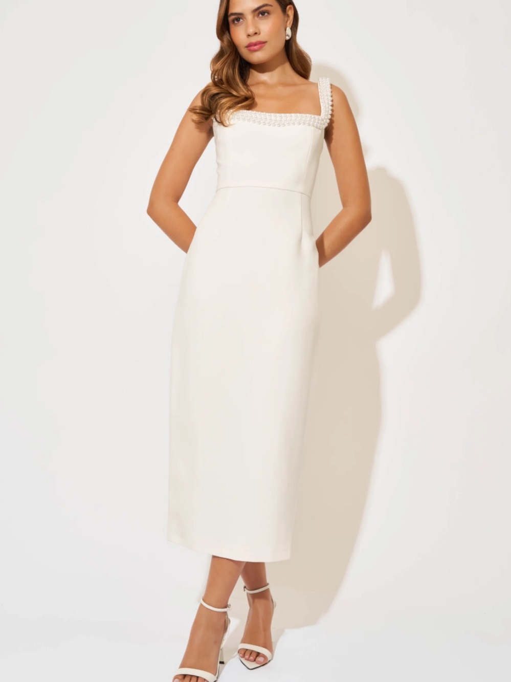 Odd Muse - Pearl Trim Midi Dress